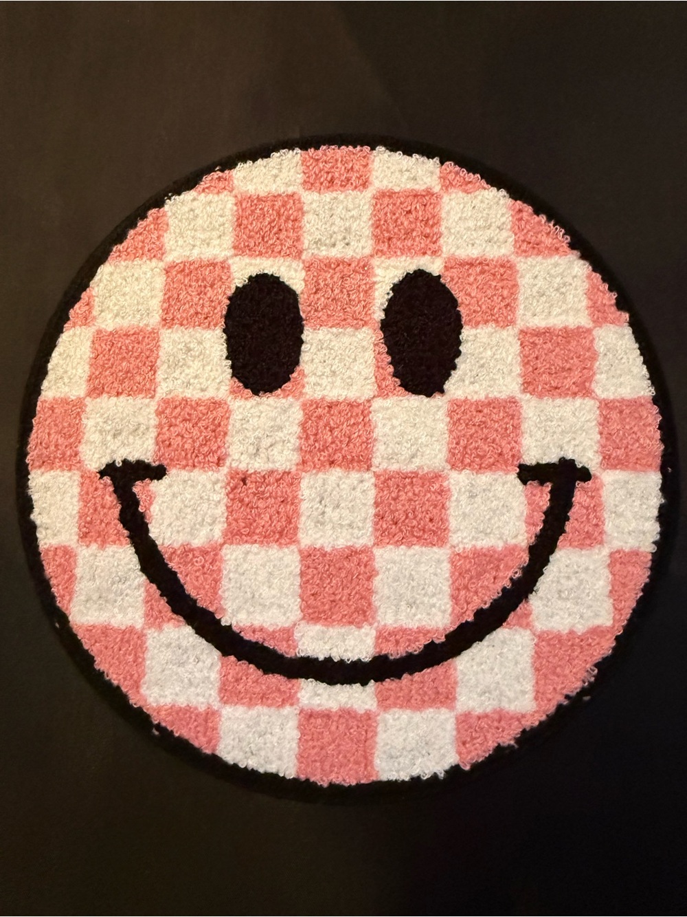 Happy Face Patch - Pink & White
